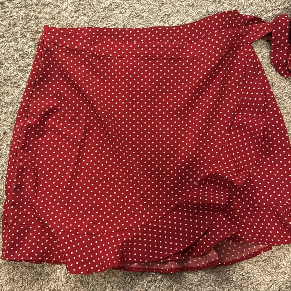 Nasty Gal Red White Polka Dot Mini Faux Wrap
Skirt Size US 10